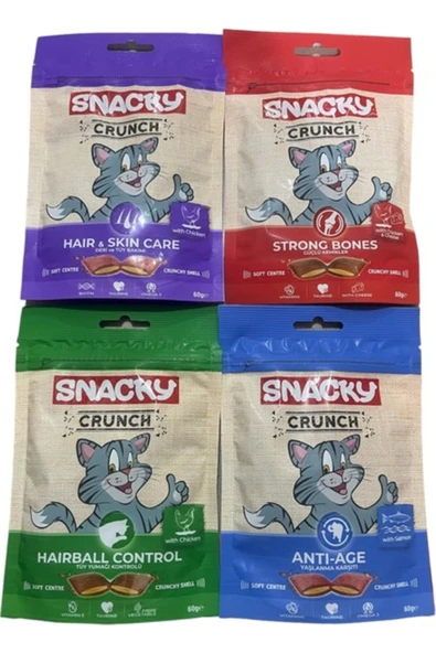Snacky Crunch Kıtır Kedi Ödülü Kedi Ödül Maması Karma Paket 4x60gr ürün görseli 1