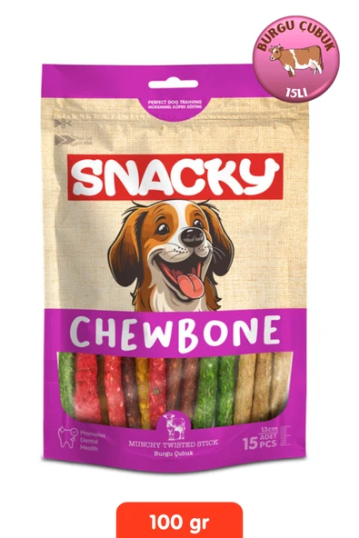 Snacky Munchy Köpek Burgu Çubuk Köpek Ödülü Köpek Ödül Maması 15'li x 13cm 105g ürün görseli 1