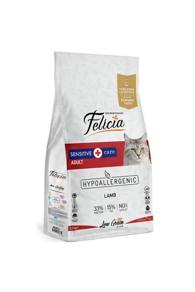 Felicia 12 Kg Yetişkin Kuzu Etli Az Tahıllı HypoAllergenic Kedi Maması ürün görseli 1