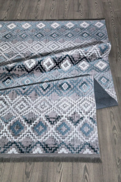 Stella Mavi  Renkli Parlak Yüzeyli  Dekoratif Halı 160 X 230 ürün görseli 1