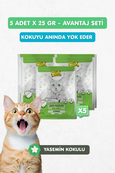 Quik 5li Set - Kedi Kumu Koku Giderici Yaseminli 25gr x 5 ürün görseli 1