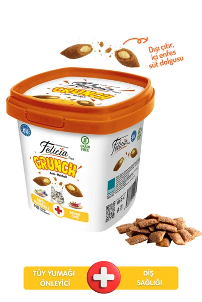 Felicia Hairball Tüy Yumağı Önleyici Kedi Crunch Ödül Maması Tavuklu, Yaban Mersinli & Sütlü 100 gr ürün görseli 1