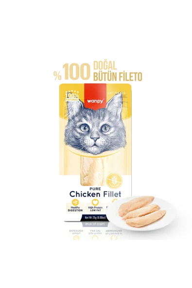 Wanpy Gerçek Tavuk Fileto Kedi Ödülü 25gr Katkısız Doğal ürün görseli 1