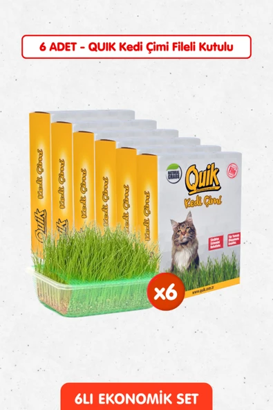 Quik 6 Adet Doğal Kedi Çimi Fileli ve Kutulu Tüy Yumağı Önleyici ürün görseli 1
