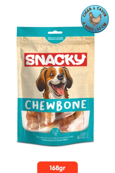 Snacky Tavuk & Ciğer Sargılı Köpek Ödülü Ödül Maması 6'lı x 13 cm - 168gr ürün görseli 1