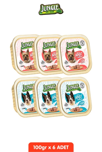 Jungle 6 Adet Kuzulu & Somonlu Köpek Yaş Maması Tahılsız Pate Alucup - 6 Adetx 100 gr ürün görseli 1