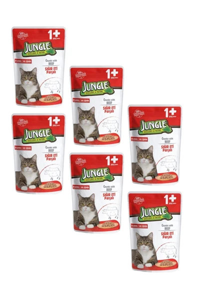 Jungle Pouch Dana Etli Kedi Maması 100 gr X 6 Adet ürün görseli 1