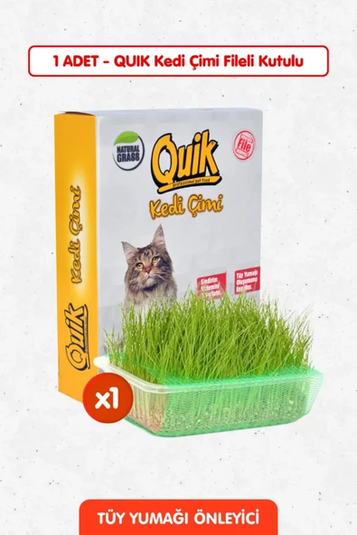 Quik Kedi Çimi Doğal Fileli ve Kutulu Tüy Yumağı Önleyici ürün görseli 1