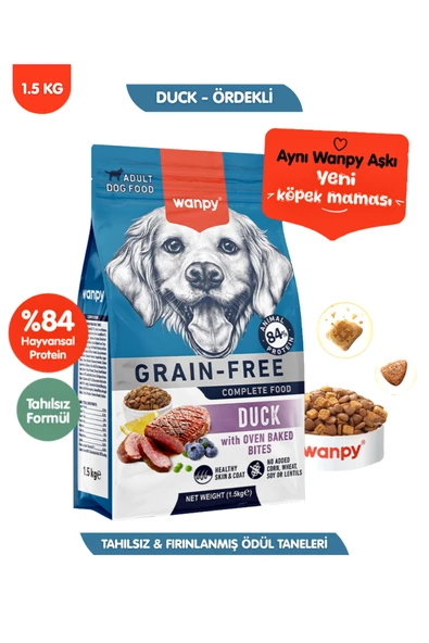 Wanpy Ördekli Tahılsız Yetişkin Köpek Maması Yüksek Dengeli 1,5kg ürün görseli 1