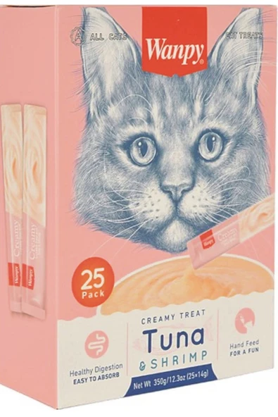 Wanpy Tuna Ve Shrimp Paket Sıvı Kedi Ödül Maması (tuna Balığı Ve Karidesli) 25x14gr ürün görseli 1