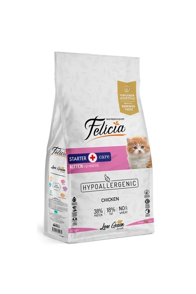 Felicia 12 Kg Yavru Tavuklu Az Tahıllı HypoAllergenic Kedi Maması ürün görseli 1