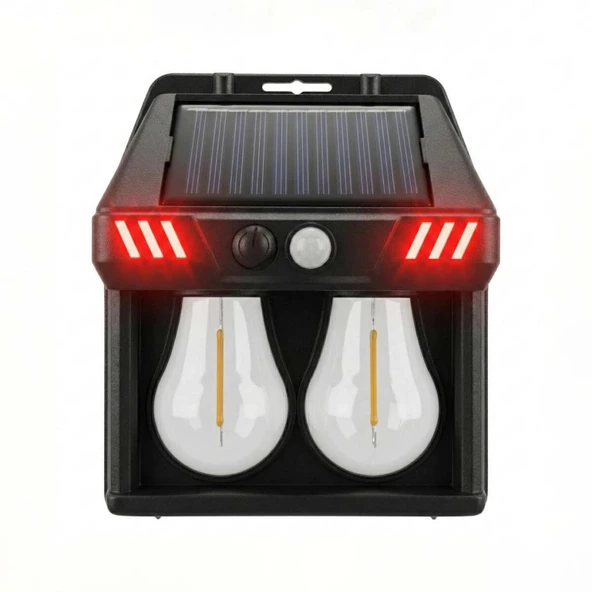 Panther PT-2972 2li Sensörlü Solar Led Duvar Lambası Sarı - Kırmızı Yabani Hayvan Kovucu Bahçe Lambası ürün görseli 1