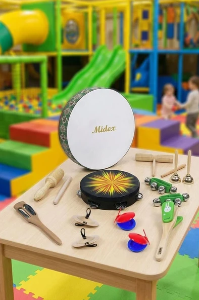 Midex Örf Aletleri Seti Small Paket Bendir Tef Marakas Zil Blok (10 Parça) ürün görseli 1