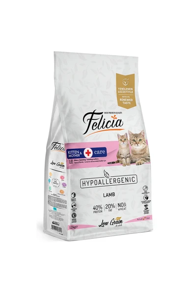 Felicia 12 Kg Yavru Kuzu Etli Az Tahıllı HypoAllergenic Kedi Maması ürün görseli 1