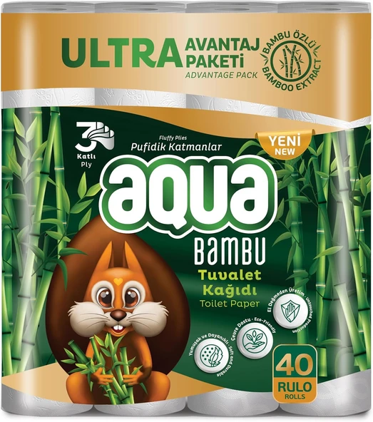 Aqua Bambu 3 Katlı 40 Rulo Tuvalet Kağıdı ürün görseli 1