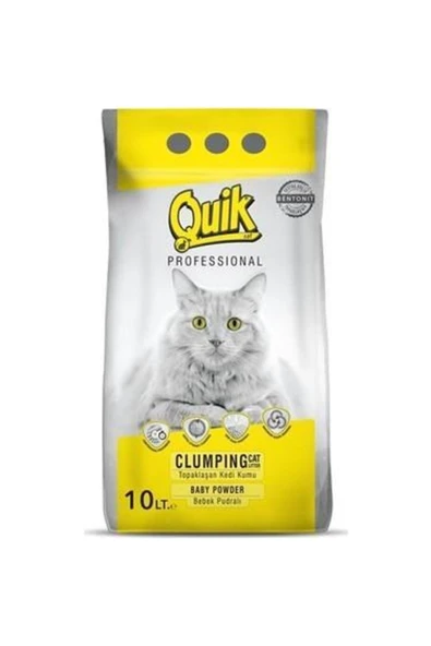 Quik İnce Taneli Topaklanan Bentonit Kedi Kumu Pudra Kokulu 10 lt ürün görseli 1