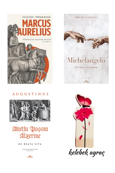 Marcus Aurelius-Michelangelo-Mutlu Yaşam Üzerine 3 Kitap Set + Kelebek Ayraç ürün görseli 1