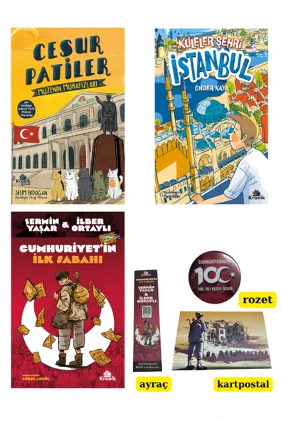 Cumhuriyetin İlk Sabahı / Cesur Patiler / Kuleler Şehri İstanbul 3 Kitap Ayraç vs Hediyeli ürün görseli 1