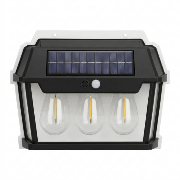 Panther PT-2933 3lü Solar Led Duvar Lambası - Sarı Işık ve Hareket Sensörlü Bahçe Aydınlatması ürün görseli 1