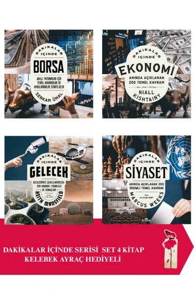 Dakikalar İçinde Ekonomi - Borsa - Gelecek - Sİyaset 4 Kitap Set Kelebek Ayraç Hediyeli ürün görseli 1