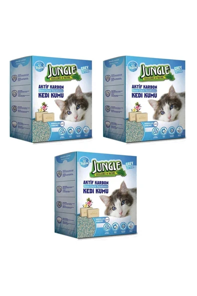 Jungle Marsilya Sabunlu Aktif Karbonlu Topaklaşan Kedi Kumu 6 Lt X 3 Adet ürün görseli 1
