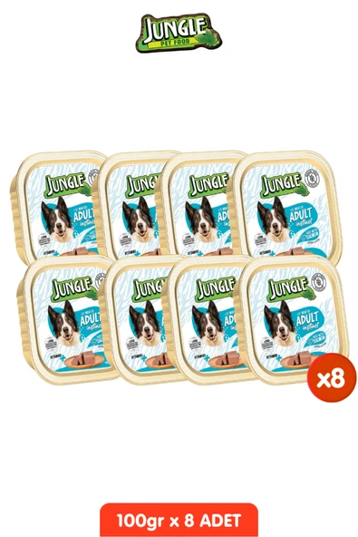 Jungle 8 Adet Tahılsız Somonlu Köpek Yaş Maması Seti - 100gr x 8 Pate Alucup ürün görseli 1