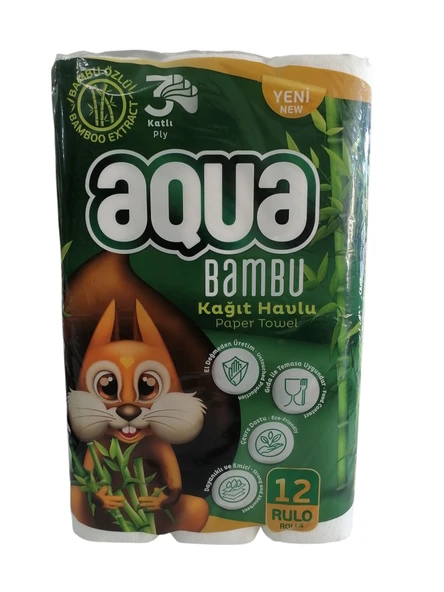 Aqua Bambu 3 Katlı 12 Rulo Kağıt Havlu - Resim 2
