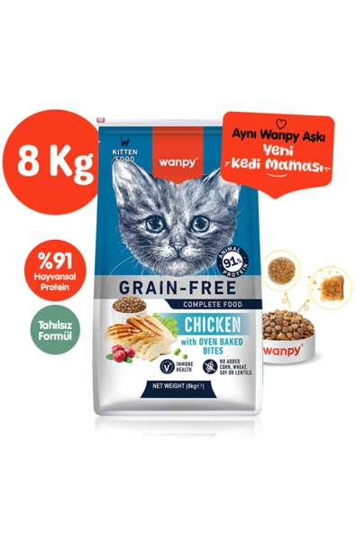Wanpy Tahılsız Hipoalerjenik Yüksek Proteinli Tavuklu Yavru Kedi Maması 8 kg ürün görseli 1