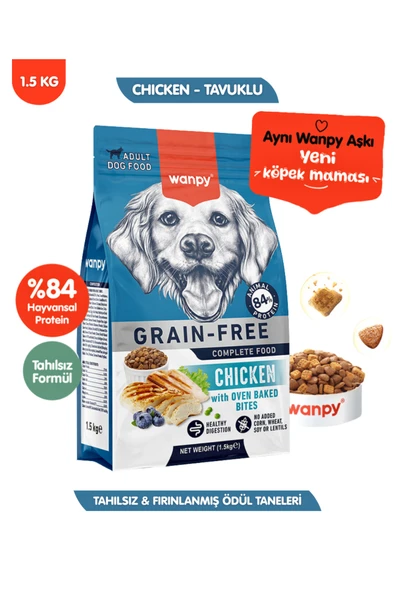 Wanpy Tahılsız Tavuklu Yetişkin Köpek Maması Yüksek Dengeli 1,5 kg ürün görseli 1