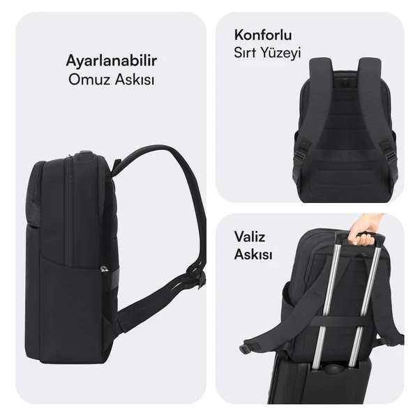 MACK MCE-1722 16 CODE Eco Notebook Sırt Çantası Siyah - Resim 5
