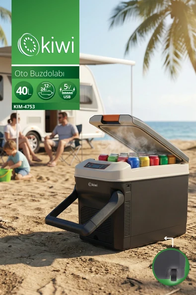 Kiwi KIM-4753 Oto Buzdolabı | 40 L & Çift Soğutma & 12V/24V & Tekerlekli & Dijital Ekran ürün görseli 1