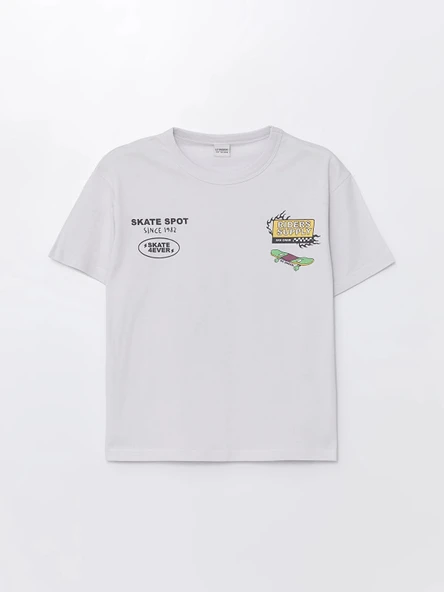 LCW Kids Gri Oversize Bisiklet Yaka Erkek Çocuk Tişört ürün görseli 1