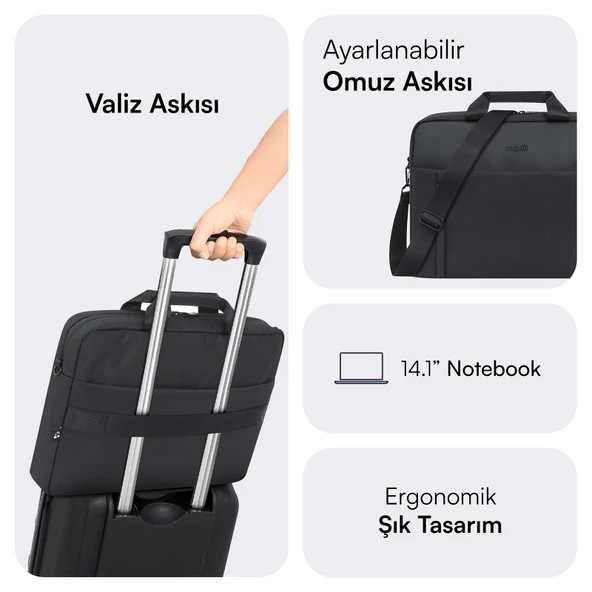 MACK MCE-1711 14.1 CODE Eco Notebook Çantası Siyah - Resim 7