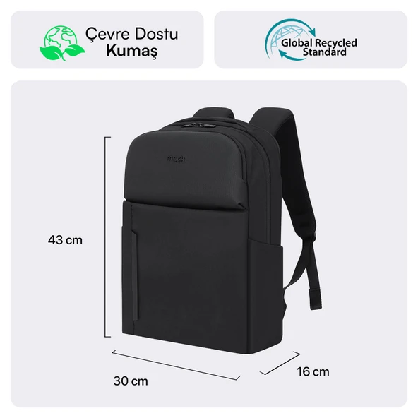 MACK MCE-1722 16 CODE Eco Notebook Sırt Çantası Siyah - Resim 2