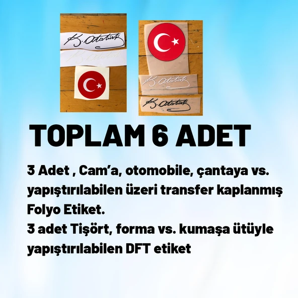 6'LI ATATÜRK İMZASI VE BAYRAK ürün görseli 1