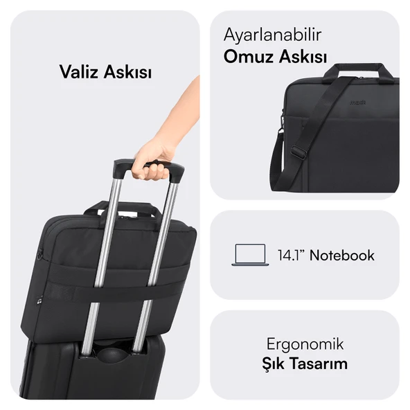 MACK MCE-1711 14.1 CODE Eco Notebook Çantası Siyah - Resim 6