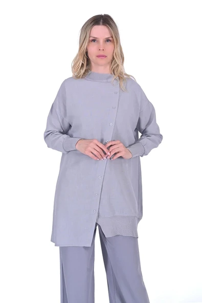 invee Asimetrik Gömlek GRİ 6122 - Resim 5