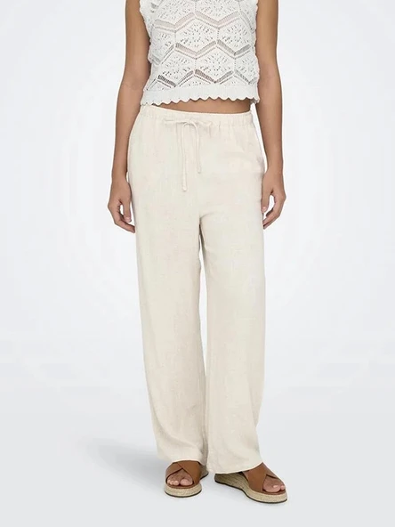 Only   ONLSIESTA MW PULL-UP LINEN BL PNT NOOS Kadın Gri Pantolon - 15322263 ürün görseli 1