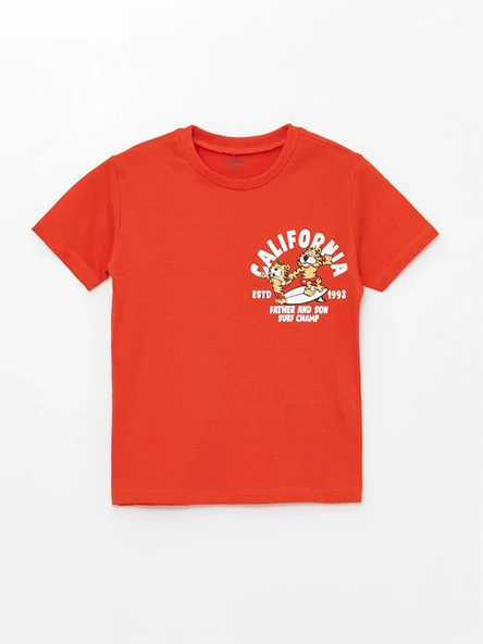 LCW Kids Turuncu Bisiklet Yaka Kısa Kollu Erkek Bebek Tişört ürün görseli 1