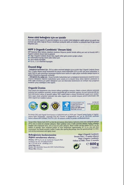 Hipp 3 Organik Combiotic Devam Sütü 800 gr - Resim 4