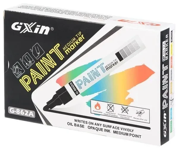 Lastik Yazı Kalemi Gxın Paint Markör 12'li Beyaz ürün görseli 1