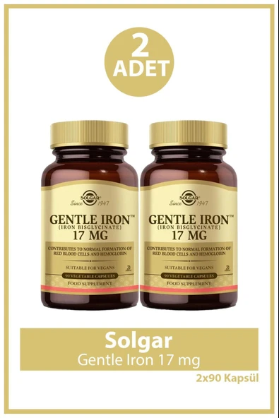 Solgar Gentle Iron 17mg 90 Kapsül 2 Adet ürün görseli 1