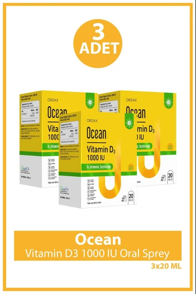 Ocean Vitamin D3 1000 IU Sprey 3 Adet ürün görseli 1