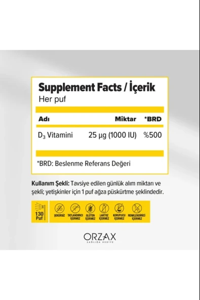 Ocean Vitamin D3 1000 IU Sprey 3 Adet - Resim 2