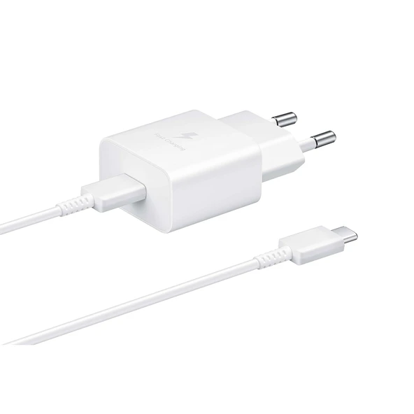 Samsung 3A 15W Type-C Çıkışlı 1m Kablolu Şarj Aleti Set Beyaz(Samsung Türkiye Garantili) EP-T1510X ürün görseli 1