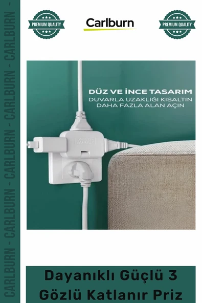 #3LüPriz Şık Modern Tasarım Çoklu Elektrik Ünitesi Dayanıklı Pratik Güçlü 3 Gözlü Katlanır Priz ürün görseli 1