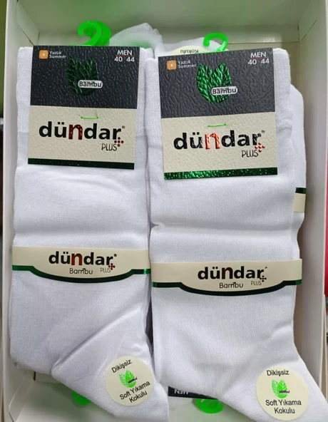 Dündar Erkek Bambu Yazlık Uzun İnce Çorap 5534 - 12 Adet  Beyaz 40-44 ürün görseli 1