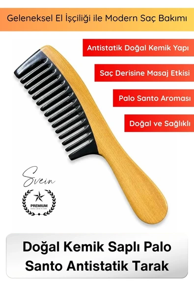 #Tarak El İşçiliği Doğal Kemik Saplı Tarak Palo Santo Aromalı Saç Bakım Tarağı Masaj Etkili Antistatik Dolaşım Artırıcı ürün görseli 1