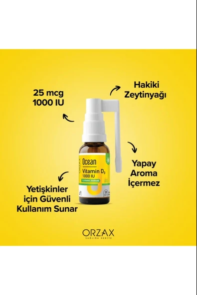 Ocean Vitamin D3 1000 IU Sprey 3 Adet - Resim 3