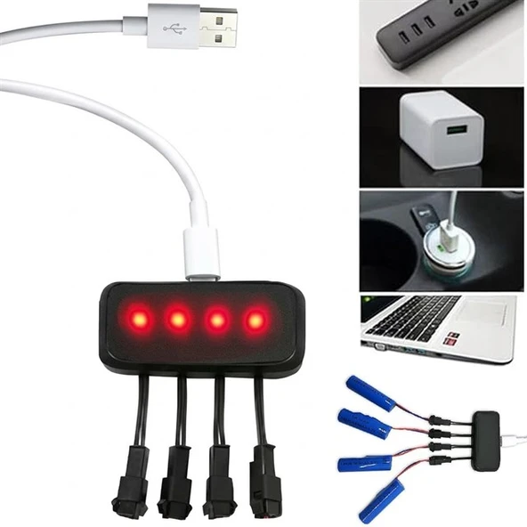 Powermaster PM-29140 4İn1 SM-2P Soket 3.7V Lityum Pil Usb Splitter Şarj Aleti ürün görseli 1